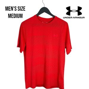 Under Armour Men's Velocity Jacquard Tee Medium Versa Red HeatGear Loose Fit‎